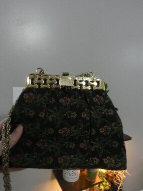 VTG Wearwell 60s Tapestry Bag Purse Evening Metal Strap & Clasp 7"